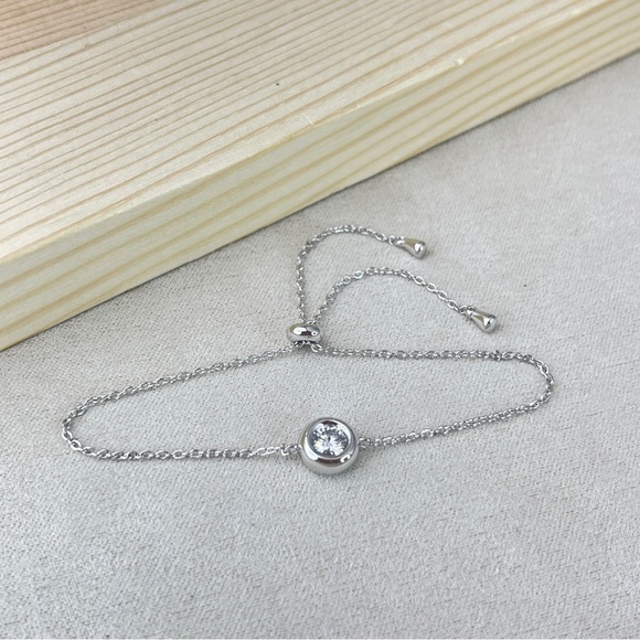 Jewelry - Bezel Slider Bracelet Moissanite 18K Gold Plated S925